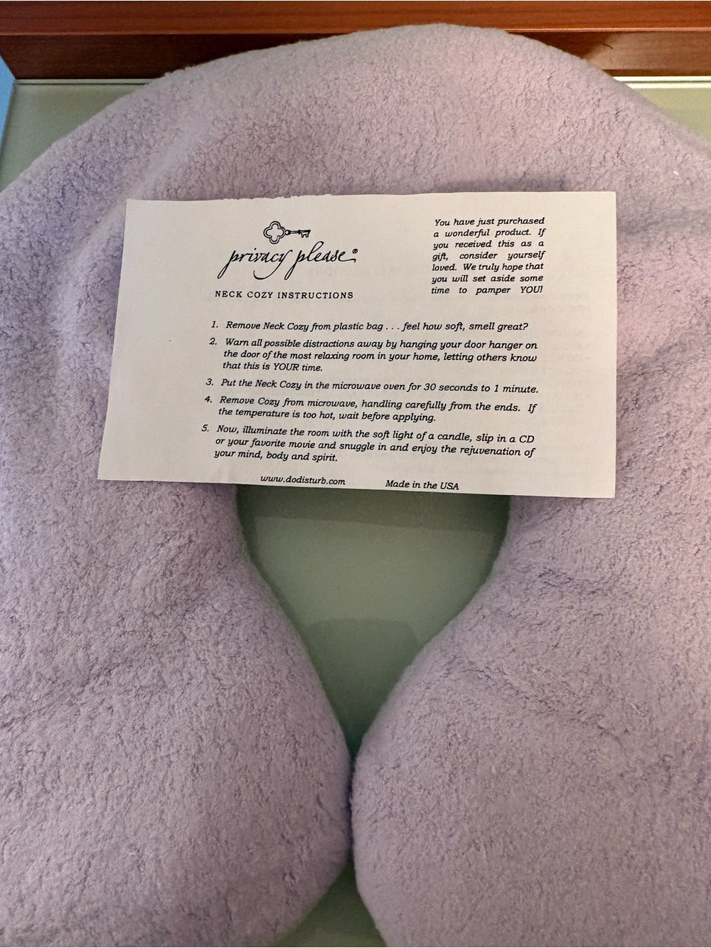 Privacy Please Lavender U-Shaped Neck Cozy